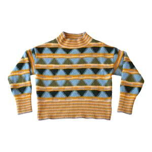 Beulah Geometric Knit Mock Neck Sweater - Size SM